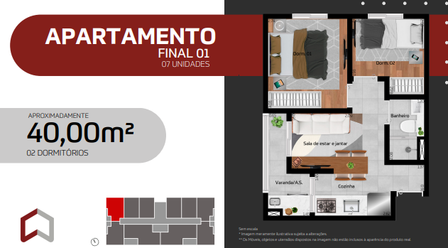 Apartamento à venda com 40m², 2 quartos sem vaga - 7