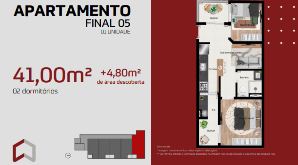 Apartamento à venda com 41m², 2 quartos sem vaga - 2