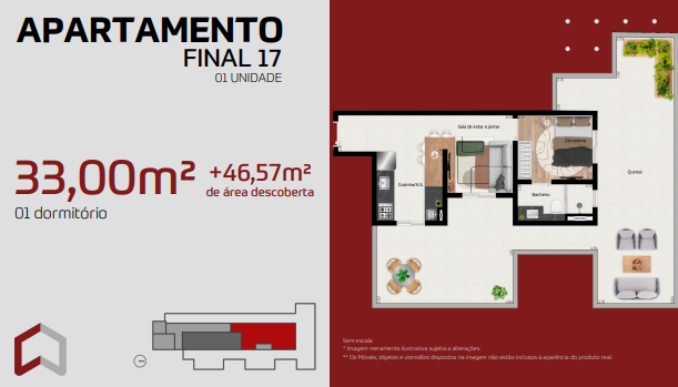 Apartamento à venda com 33m², 1 quarto sem vaga - 2