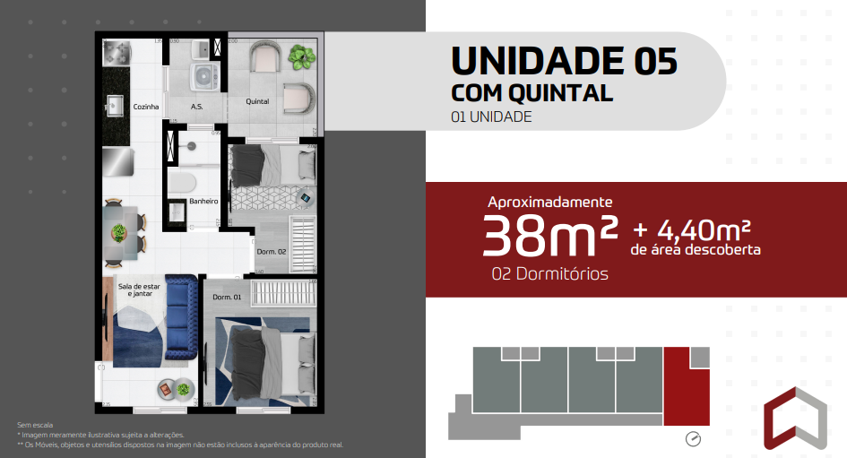 Apartamento à venda com 38m², 2 quartos com vaga - 2