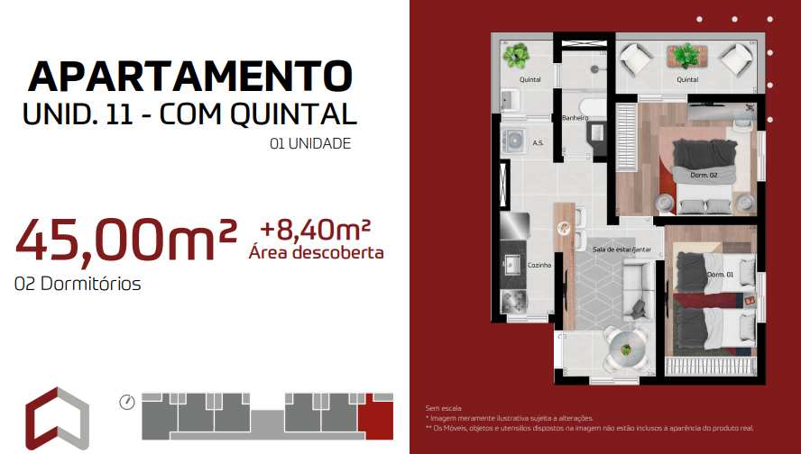 Apartamento à venda com 45m², 2 quartos com vaga - 3