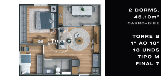 Studio à venda com 45m², 2 quartos com vaga - 22