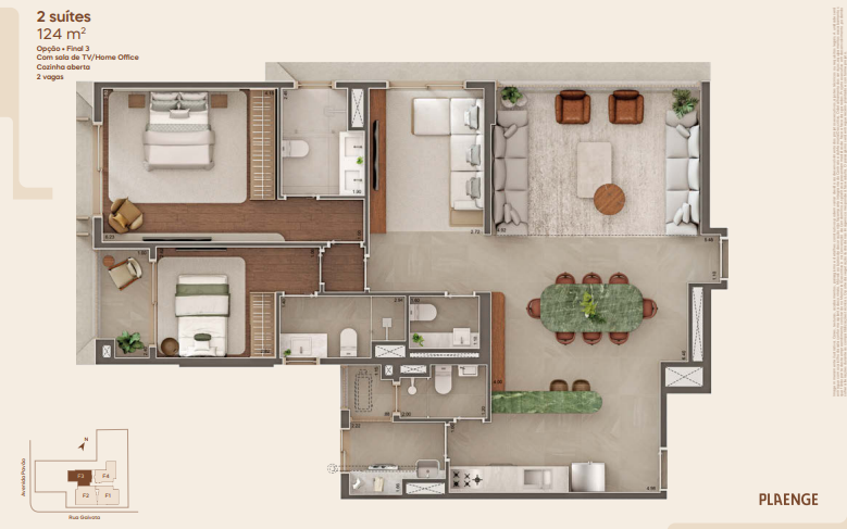 Apartamento à venda com 124m², 2 quartos com vaga - 25