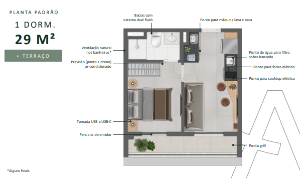 Apartamento à venda com 29m², 1 quarto sem vaga - 19