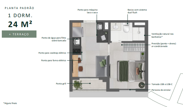 Apartamento à venda com 24m², 1 quarto sem vaga - 19