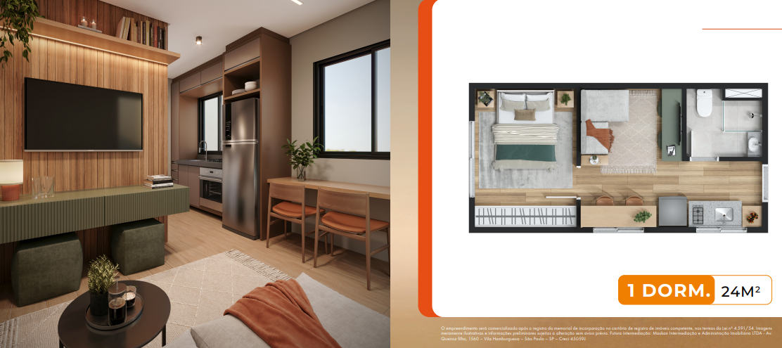 Apartamento à venda com 24m², 1 quarto sem vaga - 18