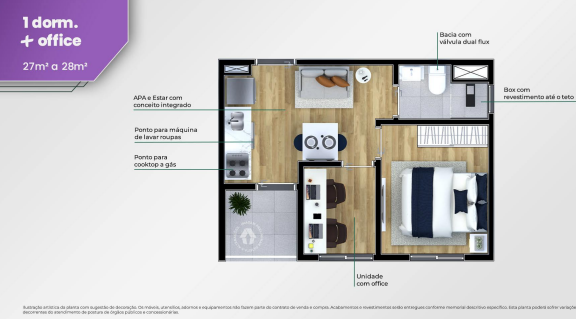 Apartamento à venda com 27m², 1 quarto sem vaga - 18