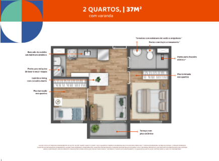 Apartamento à venda com 37m², 2 quartos sem vaga - 15
