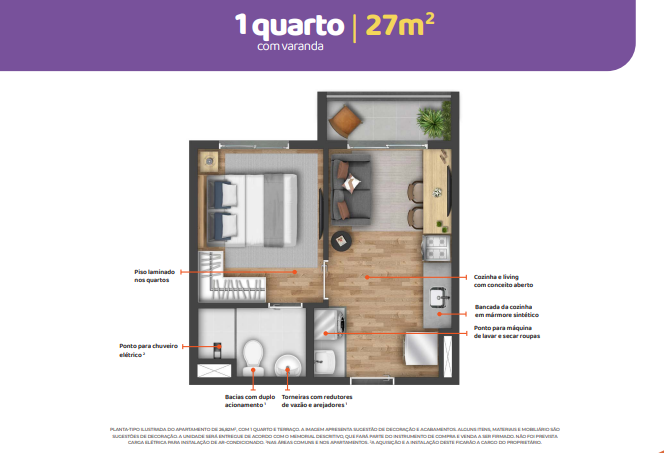 Apartamento à venda com 27m², 1 quarto sem vaga - 17