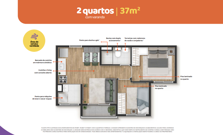 Apartamento à venda com 37m², 2 quartos sem vaga - 17