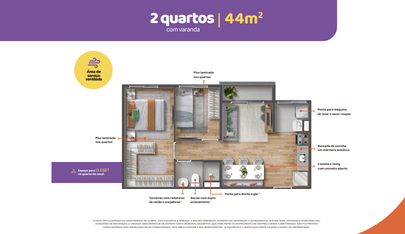 Apartamento à venda com 44m², 2 quartos sem vaga - 17