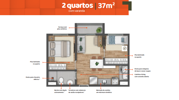 Apartamento à venda com 37m², 2 quartos sem vaga - 16