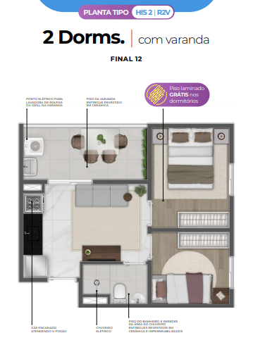 Apartamento à venda com 33m², 2 quartos sem vaga - 17