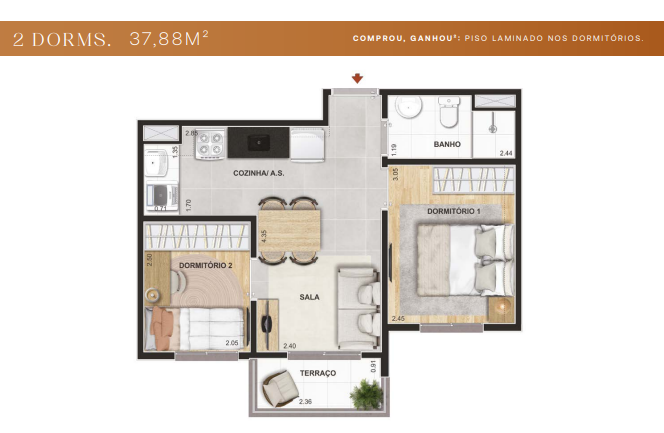 Apartamento à venda com 37m², 2 quartos sem vaga - 21