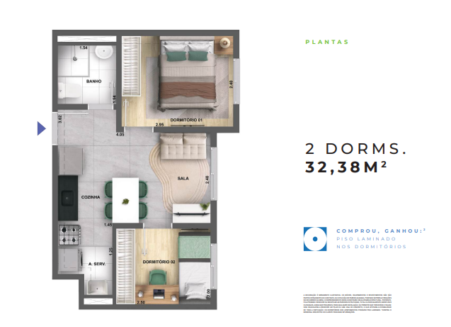 Apartamento à venda com 32m², 2 quartos com vaga - 21