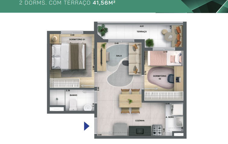 Apartamento à venda com 41m², 2 quartos sem vaga - 17