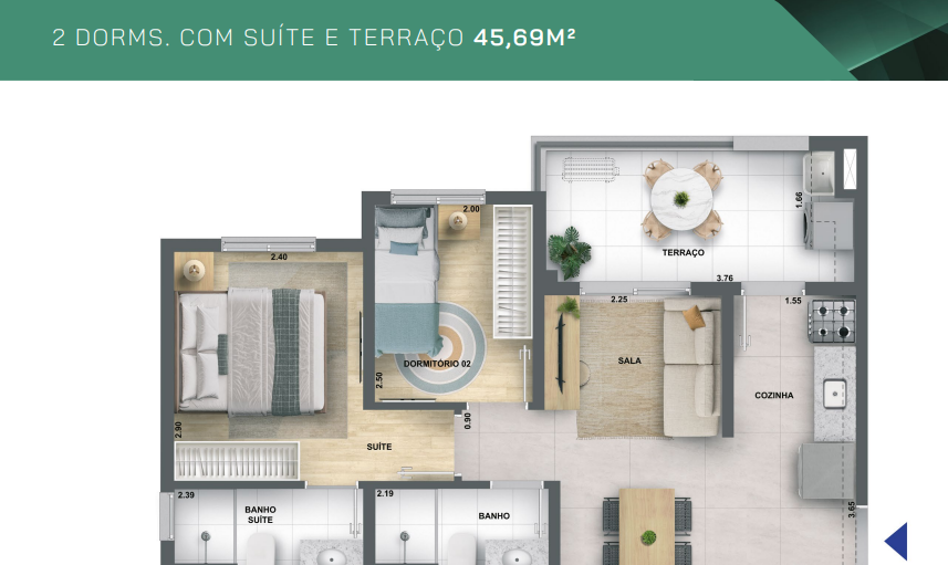 Apartamento à venda com 45m², 2 quartos com vaga - 17