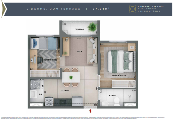 Apartamento à venda com 36m², 2 quartos sem vaga - 22