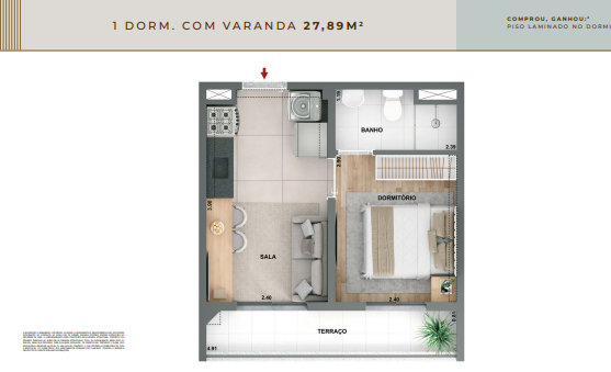 Apartamento à venda com 27m², 1 quarto sem vaga - 22