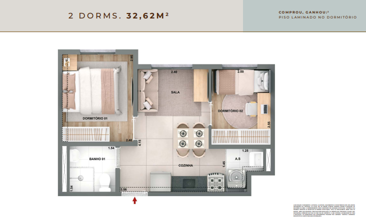 Apartamento à venda com 32m², 2 quartos sem vaga - 22
