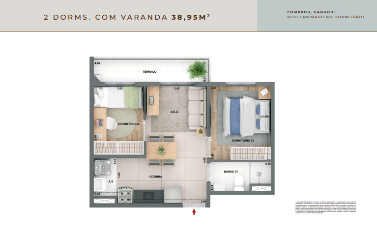 Apartamento à venda com 38m², 2 quartos sem vaga - 22