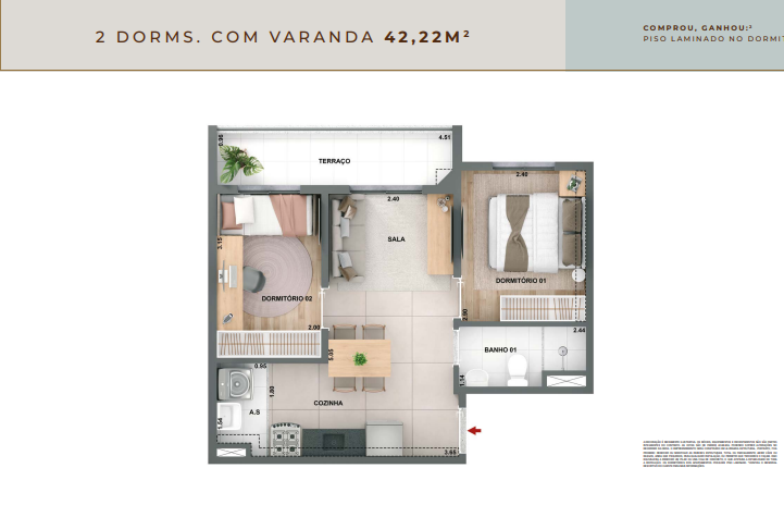 Apartamento à venda com 42m², 2 quartos sem vaga - 22