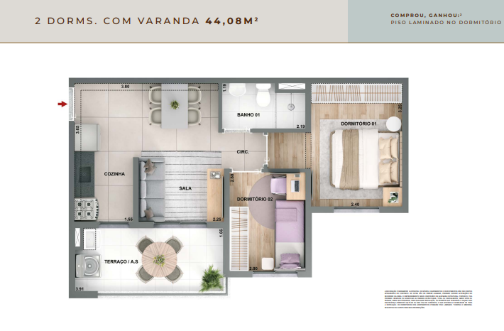 Apartamento à venda com 44m², 2 quartos com vaga - 22