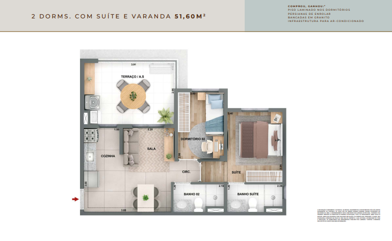 Apartamento à venda com 51m², 2 quartos com vaga - 22