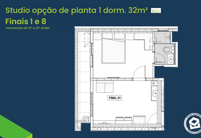 Apartamento à venda com 32m², 1 quarto sem vaga - 8