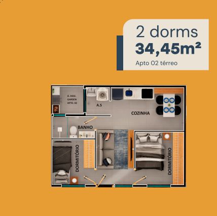 Apartamento à venda com 34m², 2 quartos sem vaga - 11