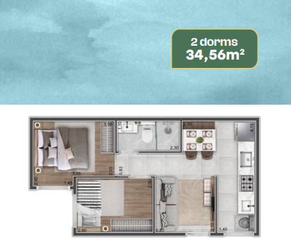 Apartamento à venda com 34m², 2 quartos sem vaga - 7