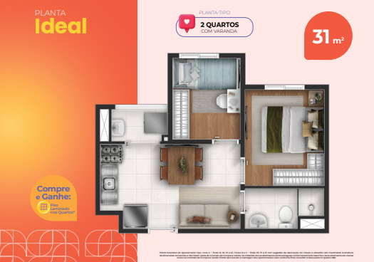 Apartamento à venda com 31m², 2 quartos sem vaga - 21