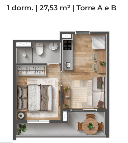 Apartamento à venda com 27m², 1 quarto sem vaga - 16