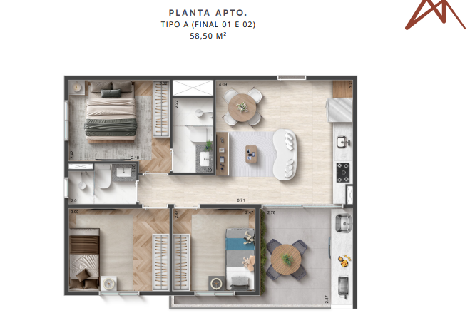 Apartamento à venda com 58m², 3 quartos sem vaga - 10