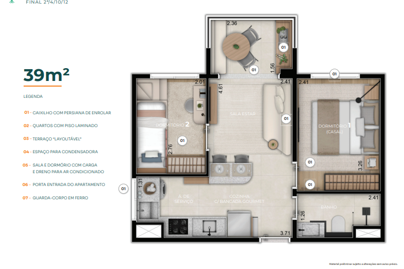 Apartamento à venda com 39m², 2 quartos sem vaga - 16