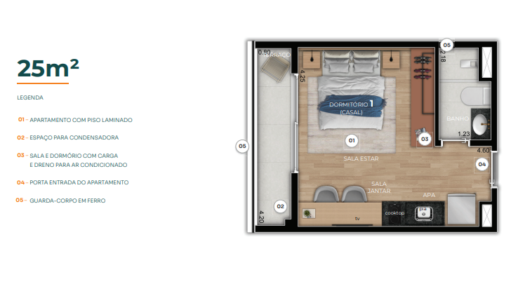 Studio à venda com 25m², 1 quarto sem vaga - 16