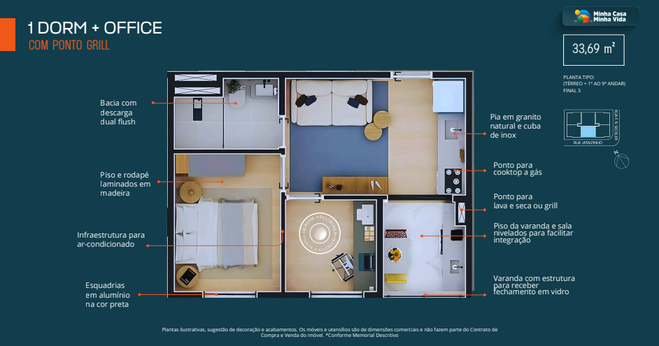 Apartamento à venda com 33m², 1 quarto sem vaga - 9