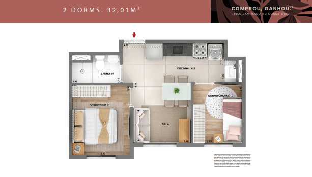 Apartamento à venda com 32m², 2 quartos sem vaga - 19
