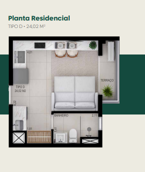 Studio à venda com 24m², 0 quartos sem vaga - 11