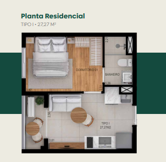 Studio à venda com 27m², 1 quarto sem vaga - 11
