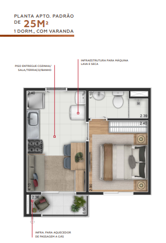 Apartamento à venda com 25m², 1 quarto sem vaga - 32