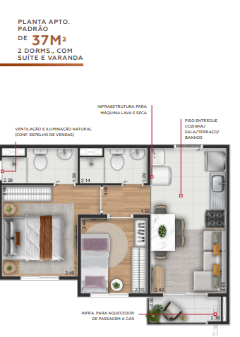 Apartamento à venda com 37m², 2 quartos sem vaga - 32
