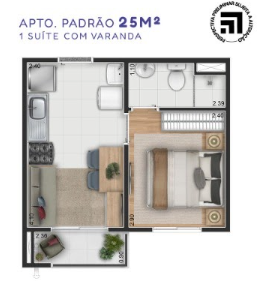 Apartamento à venda com 25m², 1 quarto sem vaga - 14