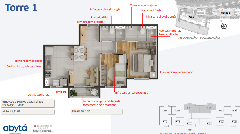 Apartamento à venda com 43m², 2 quartos sem vaga - 18