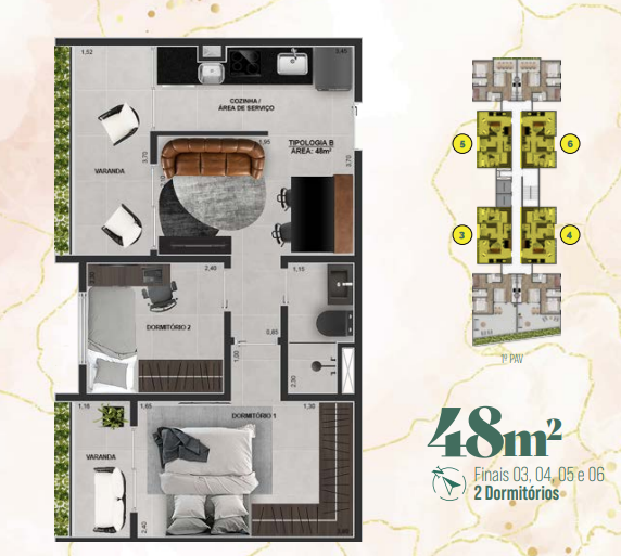 Apartamento à venda com 46m², 2 quartos sem vaga - 15