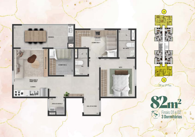 Apartamento à venda com 82m², 3 quartos sem vaga - 15
