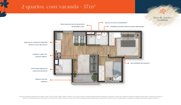 Apartamento à venda com 37m², 2 quartos sem vaga - 15