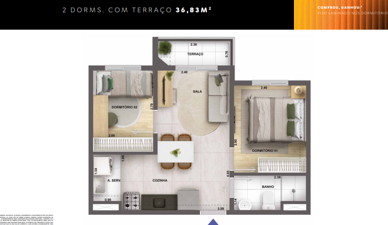 Apartamento à venda com 36m², 2 quartos sem vaga - 19
