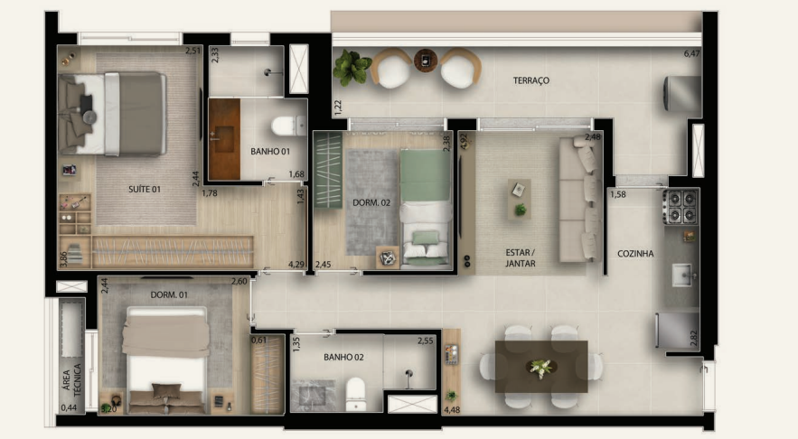 Apartamento à venda com 76m², 3 quartos com vaga - 24