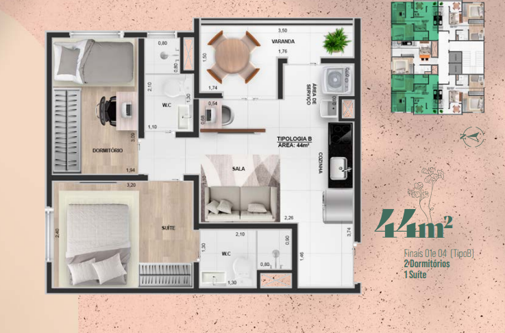 Apartamento à venda com 44m², 2 quartos com vaga - 6